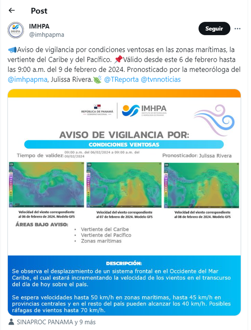 Precauci N Imhpa Y Sinaproc Emiten Aviso De Vigilancia En Zonas Mar Timas