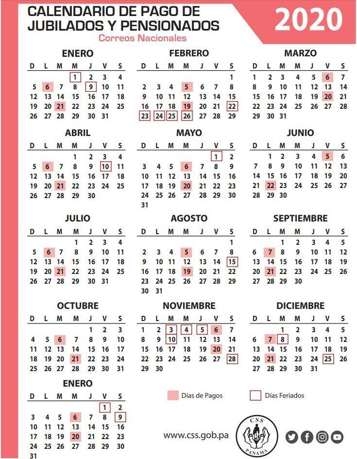 Calendario 2020 - Correos Nacionales