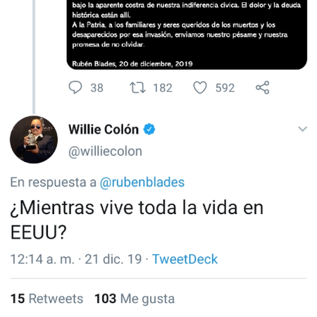 Respuesta de Willie Colón a Rubén Blades Respuesta de Willie Colón a Rubén Blades