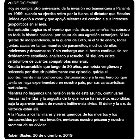 Tuit de Rubén Blades Tuit de Rubén Blades
