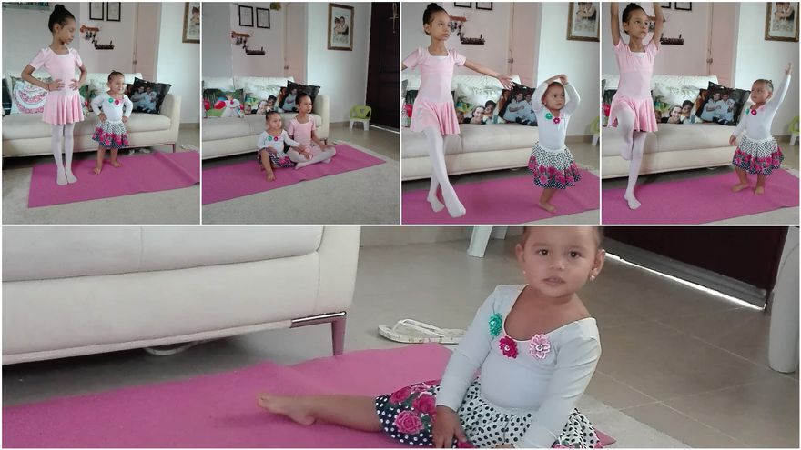 Mi Kiannah dando clases de ballet con su primita Jazlyn