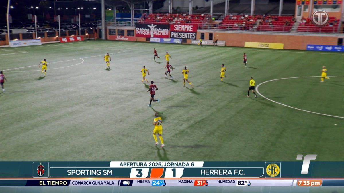 Sporting San Miguelito se impone 3-1 ante Herrera F.C. en la Jornada 6 del Torneo Apertura 2026