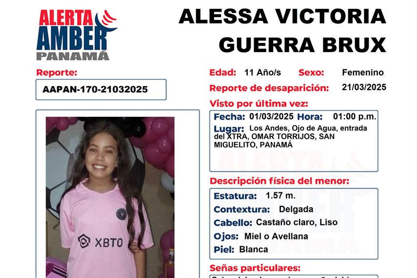 Activan Alerta Amber por desaparición de una menor de 11 años