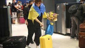 Primera refugiada ucraniana debido a la guerra en aquel país en su llegada a Panamá.