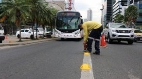 Delimitan carril exclusivo para Metro Bus en Calle 50 Delimitan carril exclusivo para Metro Bus en Calle 50