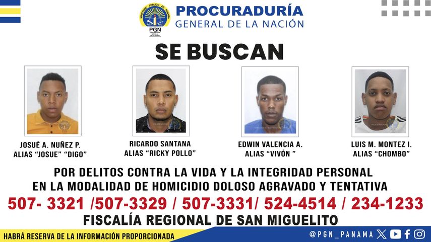 Ministerio Público solicita colaboración para ubicar a requeridos por homicidio
