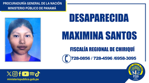 Ministerio Público solicita ayuda para ubicar a la joven Maximina Santos.