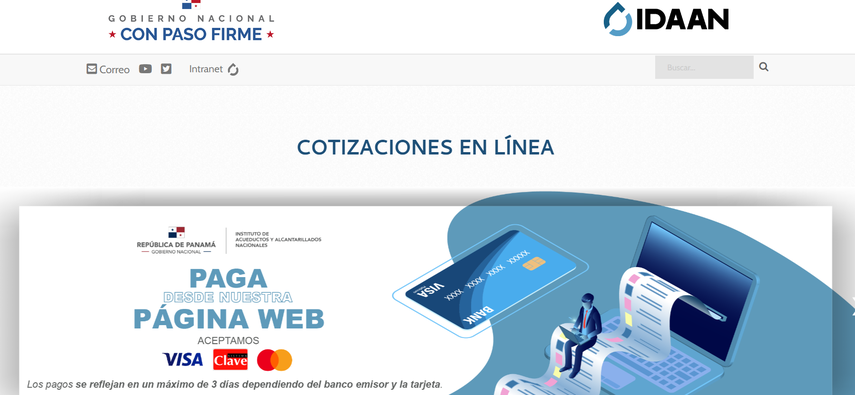 IDAAN informa falla en su plataforma de atención y pagos en línea.