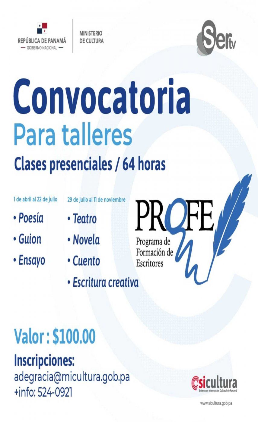 Ministerio de Cultura anuncia talleres para perfeccionar y formar nuevos escritores