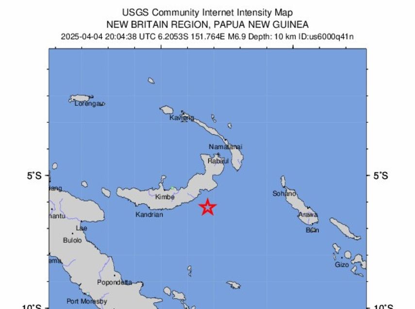 Sismo frente a la costa de Papúa Nueva Guinea