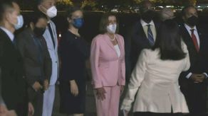 Nancy Pelosi a su llegada a Taiwán.
