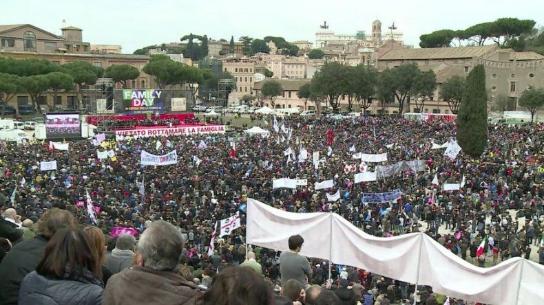 Manifestación en Roma contra la unión civil homosexual