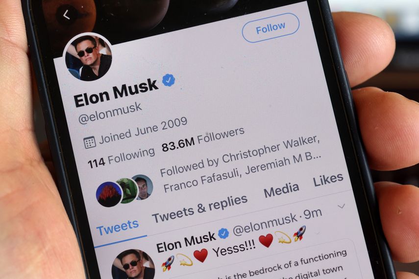 Perfil de Twitter de Elon Musk.