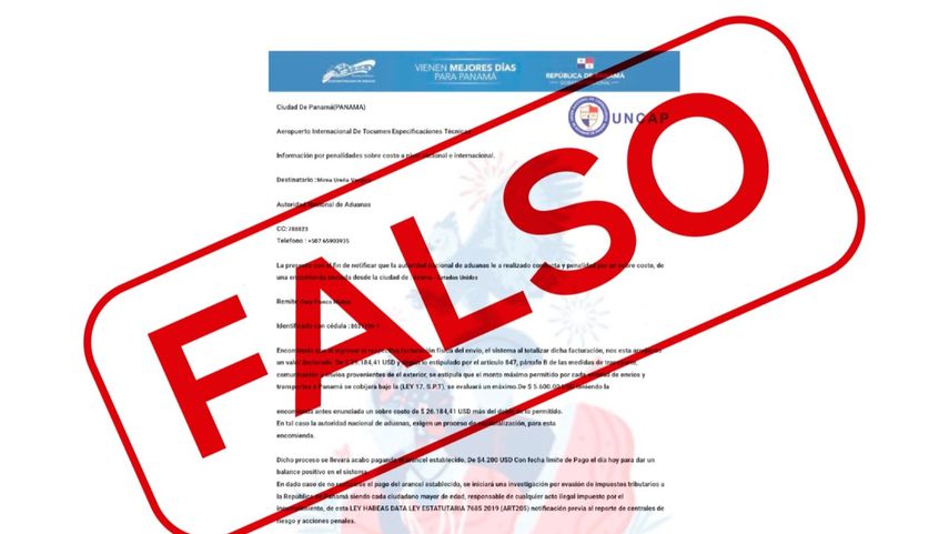 Aduanas advierte sobre intento de estafa