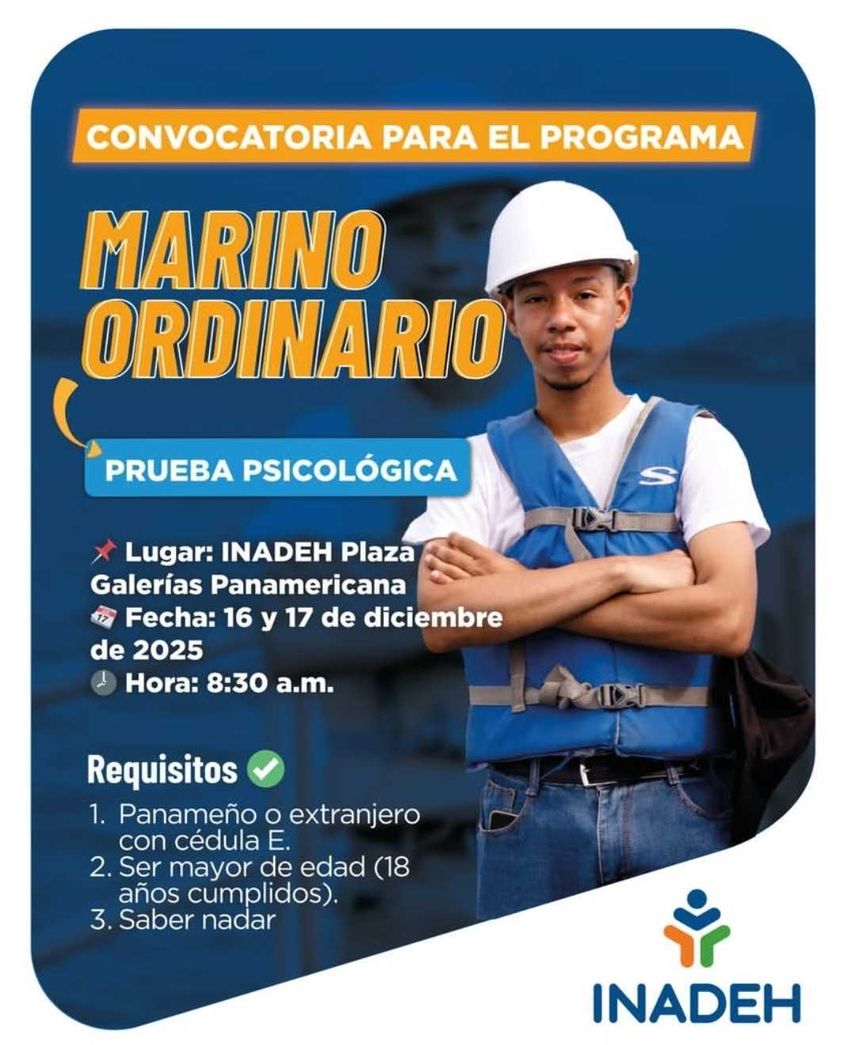 Convocatoria para el programa marino ordinario del INADEH. Convocatoria para el programa marino ordinario del INADEH.
