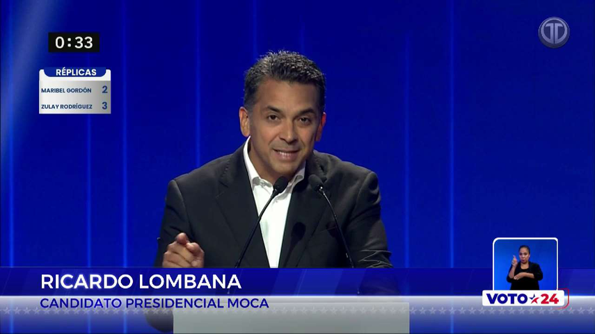 Candidato por el Partido MOCA en el tercer y último debate presidencial.