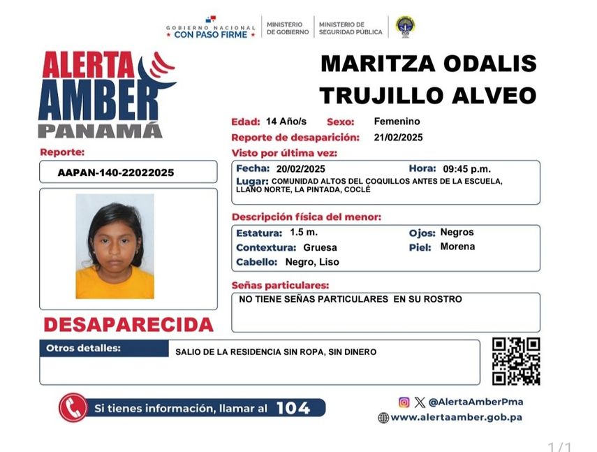 Alerta Amber por menor de 14 años desaparecida