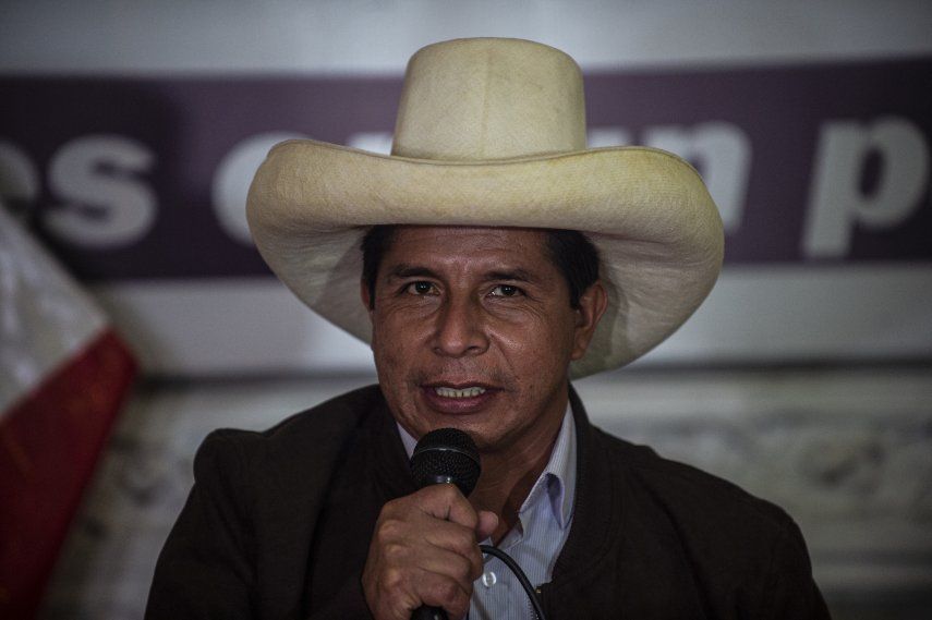 El candidato presidencial izquierdista Pedro Castillo﻿.