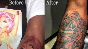 El exnovio de Nicki Minaj se tapa su último tatuaje de la cantante
