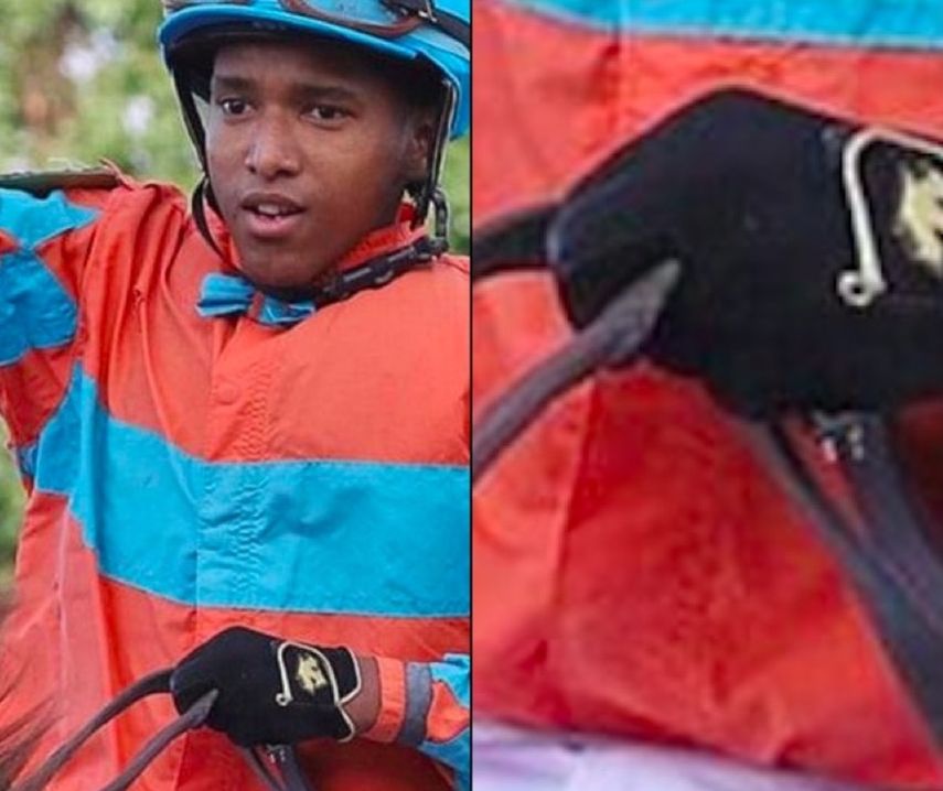 En la mano del jinete Tomás Mejía se ve el dispositivo.