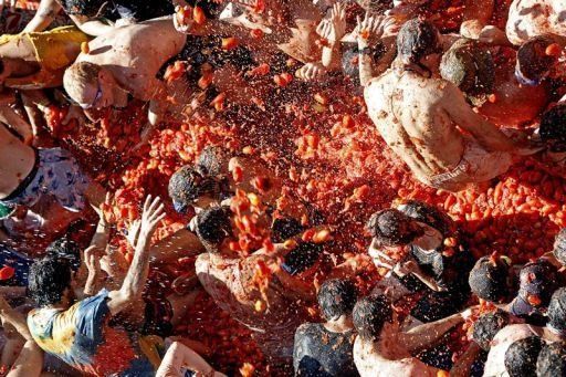 Más de 40 mil participaron en la célebre batalla de la Tomatina