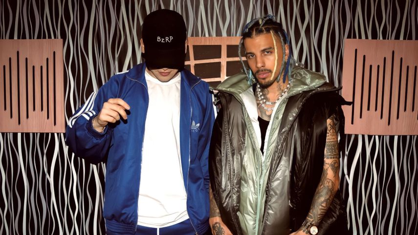 Sessions 56 fotografía promocional de colaboración entre Rauw Alejandro y Bizarrap.