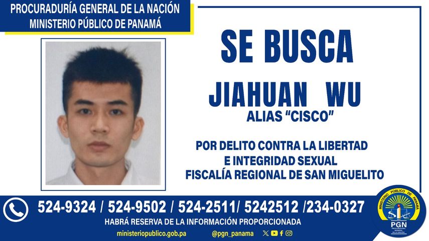 ¡Atención! La PGN solicita colaboración para ubicar a Jiahuan Wu alias Cisco por delitos sexuales