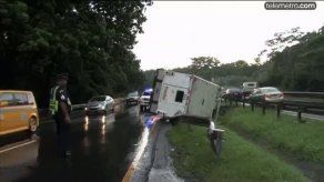Camión blindado se vuelca en Loma Cová de Arraiján