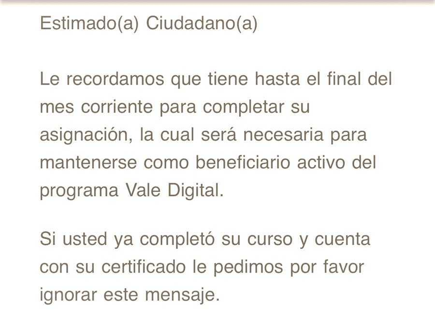 Beneficiarios han reportado que han recibido correos del portal, recordándoles que deben realizar los cursos del INADEH para no perder el pago del beneficio
