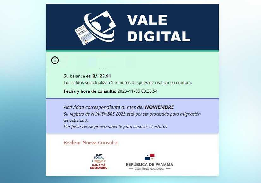 Balance del Vale digital en Panamá Solidario. Balance del Vale digital en Panamá Solidario.