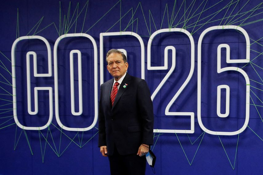 El presidente Laurentino Cortizo en su arribo a la COP26