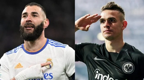 Foto ilustrativa: Jugador del Real Madrid (blanco) Karim Benzema. Por el Eintracht Franfurk (Negro) Rafael Santos Borré.