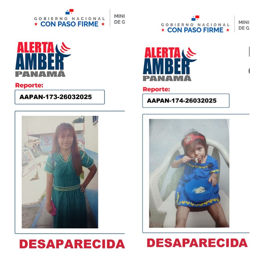 ¿Las han visto? Emiten Alerta Amber por desaparición de dos menores de edad en Coclé