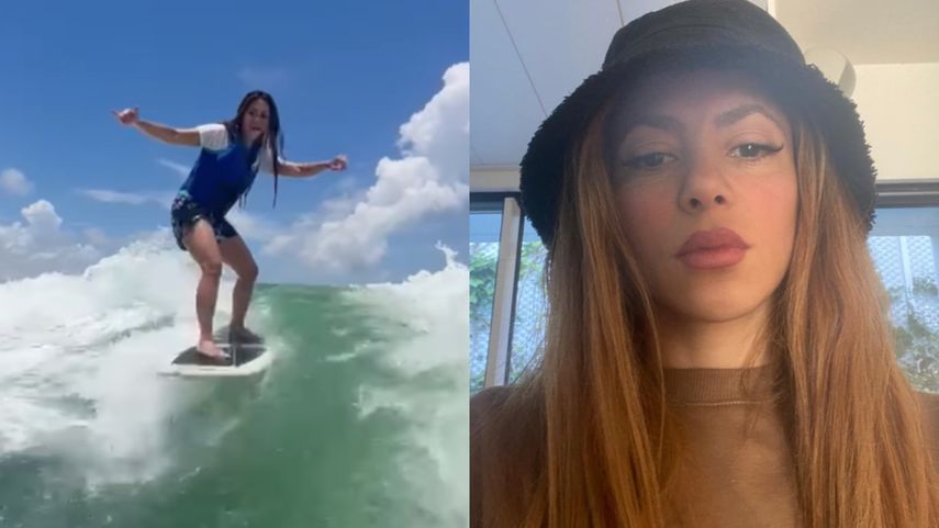 Shakira demuestra sus habilidades como surfista