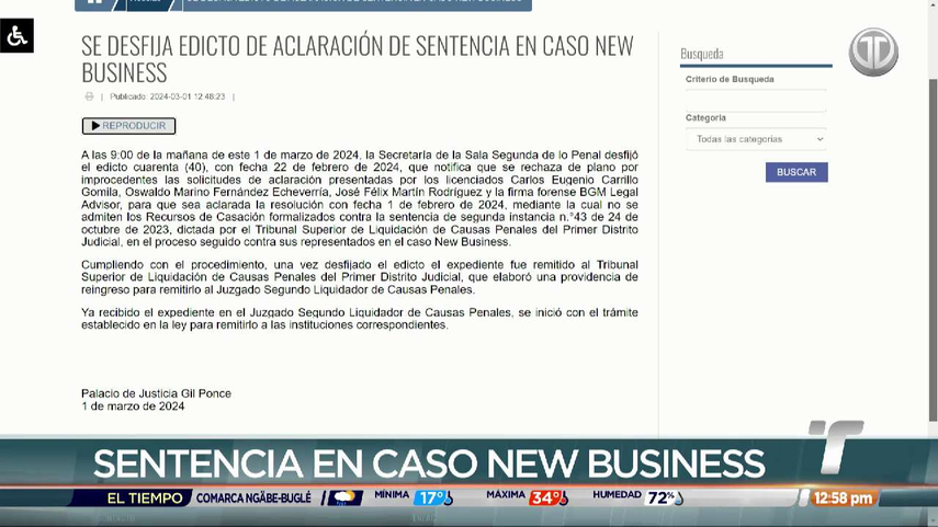 CSJ retira edicto en caso New Business CSJ retira edicto en caso New Business