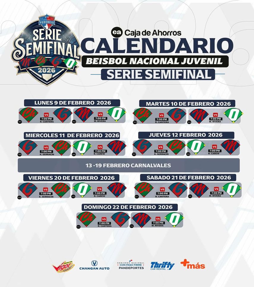 Calendario oficial de la serie semifinal. Calendario oficial de la serie semifinal.