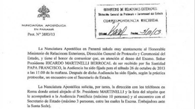 Nunciatura confirma que Papa Francisco recibirá a Martinelli