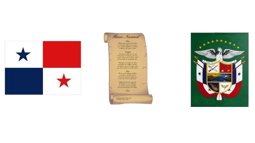 Bandera, Himno Nacional y Escudo panameño. Bandera, Himno Nacional y Escudo panameño.
