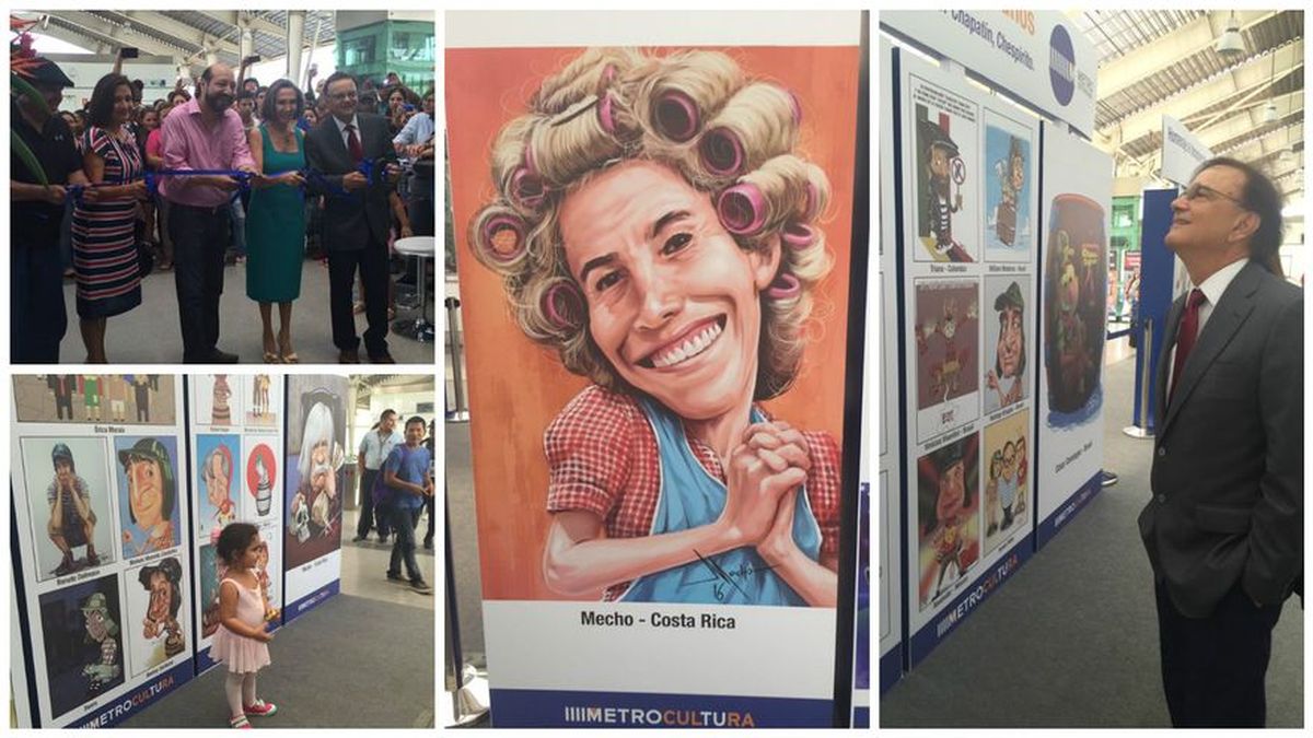 Usuarios del Metro y Doña Florinda presentes en exposición de caricaturas  en Albrook