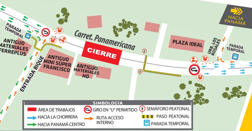 El cierre en la carretera Panamericana se dará por trabajos de la Línea 3 del Metro de Panamá.