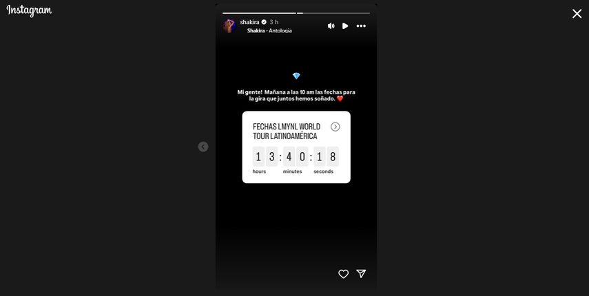 Conteo regresivo del anuncio de la gira de Shakira por Latinoamérica. Conteo regresivo del anuncio de la gira de Shakira por Latinoamérica.