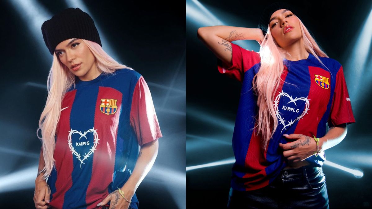 Karol G en las camisetas del FC Barcelona.