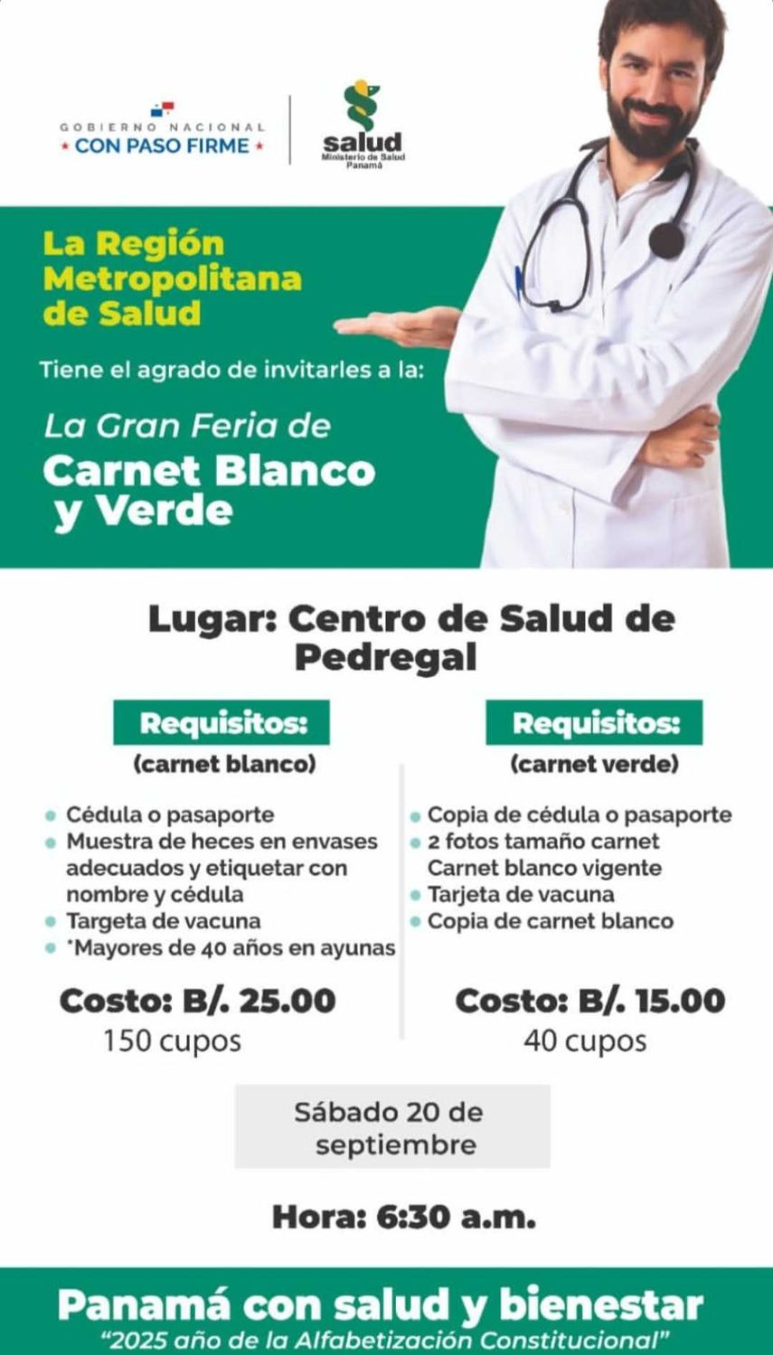 Feria de carnet blanco y verde en Pedregal. Feria de carnet blanco y verde en Pedregal.