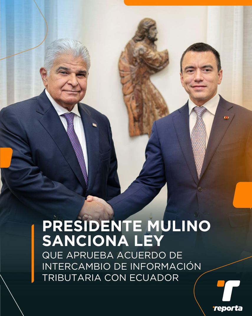 Presidente José Raúl Mulino junto a su homológo de Ecuador