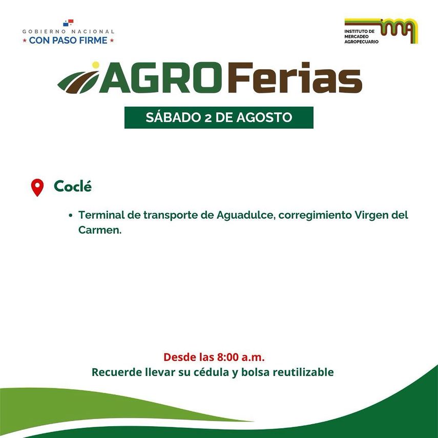 Agroferias para el sábado 2 de agosto de 2025.