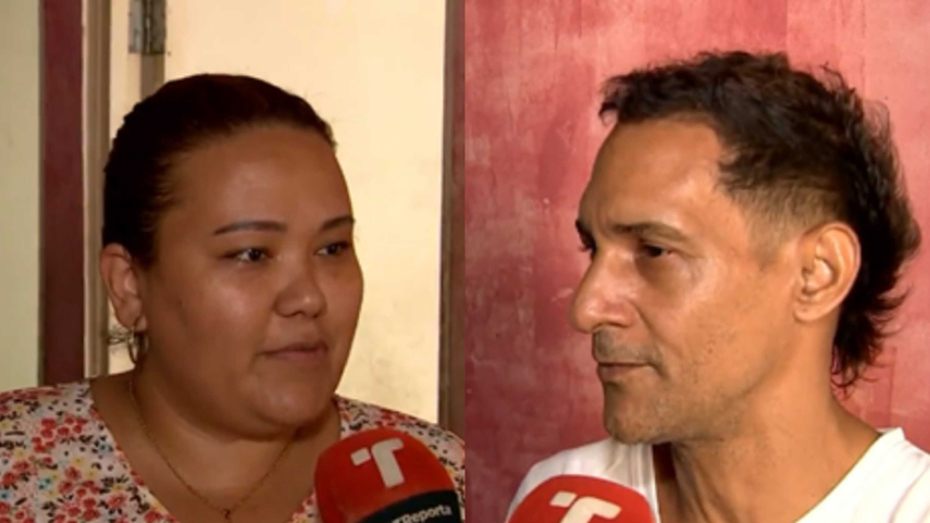 A la izquierda: Sherly Williams, directora de la fundación Soy tu mano amiga. A la derecha: un vecino del señor Milton, quien le ayuda con el aseo personal y demás atenciones.