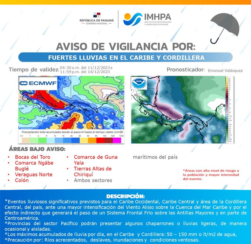 ¡Importante! IMHPA pronostica fuertes lluvias a partir de este lunes ¡Importante! IMHPA pronostica fuertes lluvias a partir de este lunes