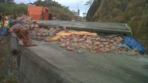 Sacos de cemento cayeron sobre vía de acceso al Pte. Centenario