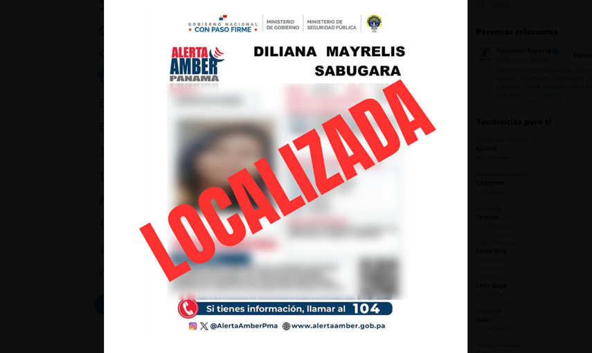 Alerta Amber: Localizan sana y salva a Diliana Sabugara