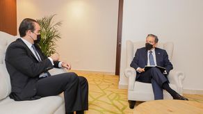 El presidente de Panamá, Laurentino Cortizo, durante su reunión con Mauricio Claver-Carone, presidente del Banco Interamericano de Desarrollo (BID).